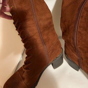 New W/O Tags Tall Knee High Lace Up Boots Size 10